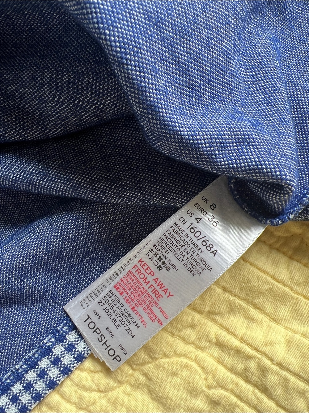 Topshop Blue Gingham Ruffle Front Miniskirt - Picture 3 of 4